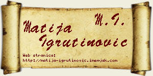 Matija Igrutinović vizit kartica